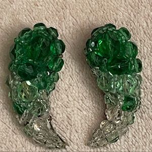 Coppola E Toppo Green Venetian Glass Clip On Earrings Vintage